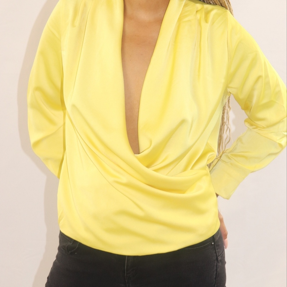 Cross over draped blouse
